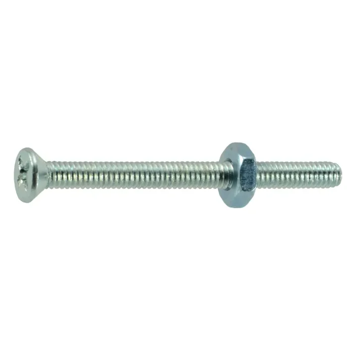 8-32 x 2″ Zinc Plated Steel Coarse Thread Phillips Flat Head Machine Screws