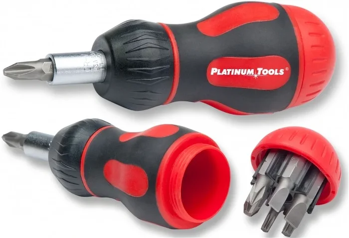 8-in-1 Ratcheted Stubby Screwdriver by Platinum Tools