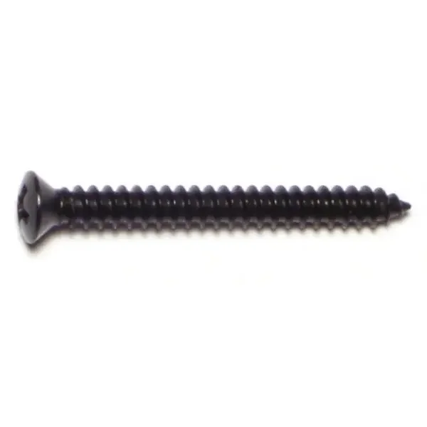 8 x 1-1/2″ Black Steel Phillips Oval Head Sheet Metal Screws