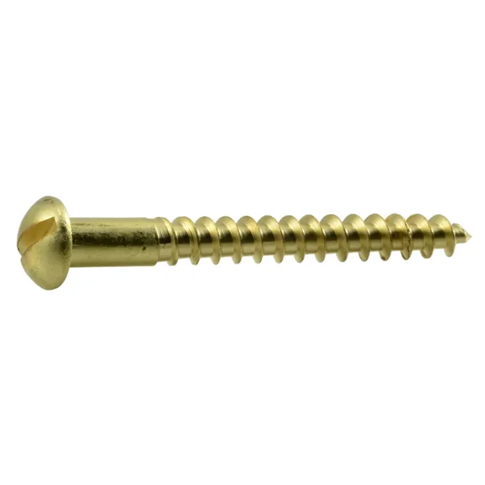 8 x 1-1/2″ Brass Slotted Round Head Wood Screws