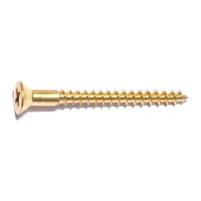 8 x 1-3/4″ Brass Phillips Flat Head Wood Screws