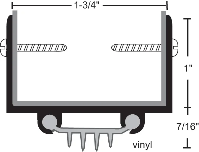 84″ Anodized Aluminum Finned Vinyl Door Shoe – Weatherstripping Solution by NGP