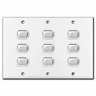 9-Switch 3-Gang Despard Low Voltage Master Panel Set – White