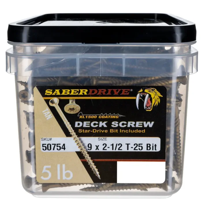 9 x 2-1/2″ Star Drive Tan Deck Saberdrive Screws 3 lb. Box (264 pcs.)