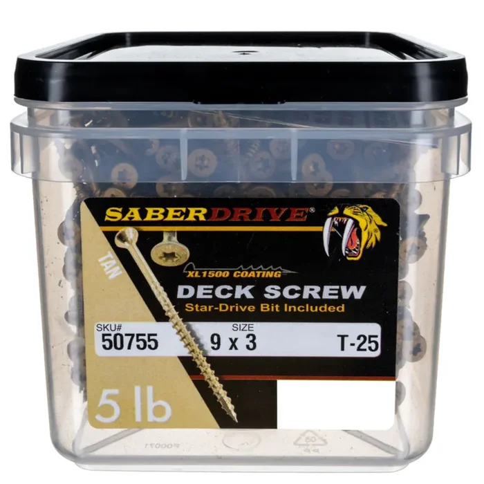 9 x 3″ Star Drive Tan Deck Saberdrive Screws 3 lb. Box (219 pcs.)