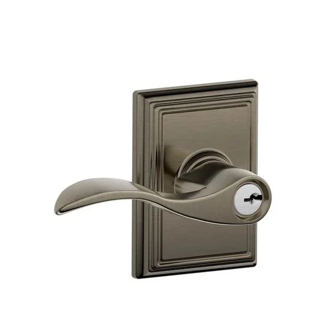 Accent Lever with Addison Rose Keyed Entry Lock – Schlage Antique Nickel Finish