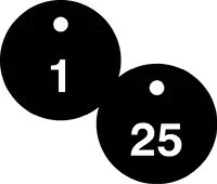 Accu-Ply Safety Tags Numbered Engraved Tags Black/White Series: 176-200 Shape: Circle – 2 1/2″ 25/Pack – TDY467WT