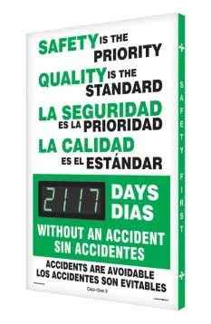 Accuform Digi-Day Electronic Safety Scoreboards: Safety Is The Priority – Quality Is The Standard – SBSCK117