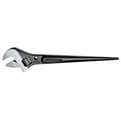 Adjustable-Head Construction Wrench, Spud, 11 in L, 1-5/16 in Jaw Opening, Black Oxide
