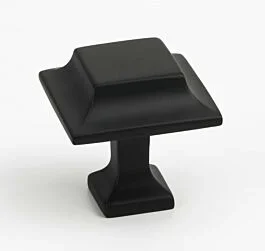 Alno Millennium 1 1/4 Inch Square Kitchen Cabinet Drawer Knob, Matte Black