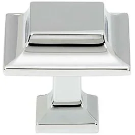 Alno Millennium 1 1/4 Inch Square Kitchen Cabinet Drawer Knob, Polished Chrome