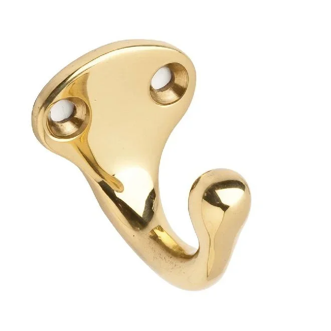 Aluminum Single Wardrobe Hook – Bright Brass Finish by Ives Commercial