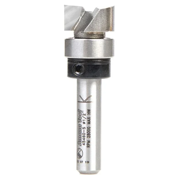 Amana Tool 45460-S 1/2″ x 1/4″ Carbide Tipped Flush Trim Plunge Template Router Bit with Upper Ball Bearing