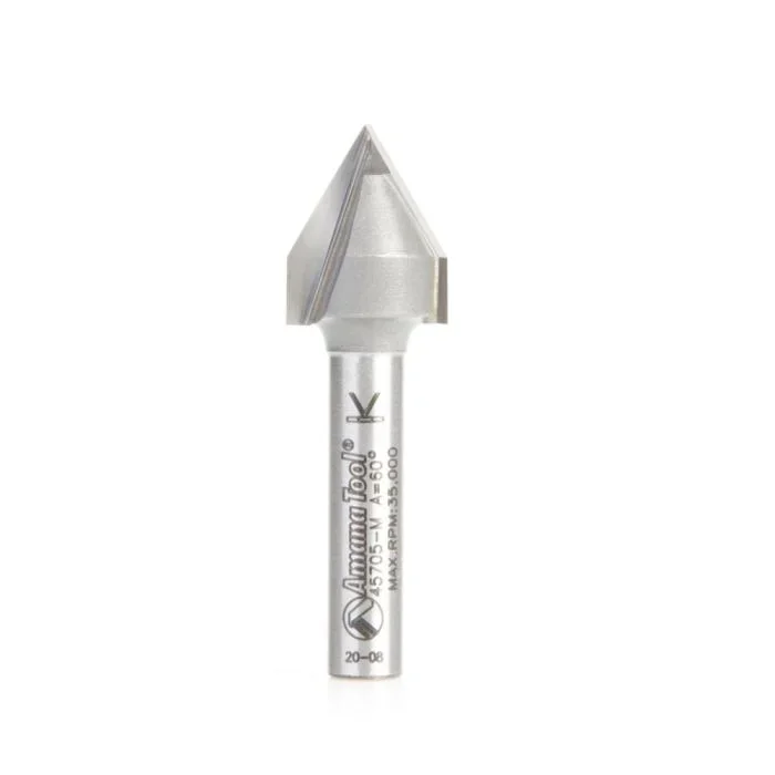 Amana Tool 45705-M 12.7mm Carbide Tipped V-Groove Router Bit