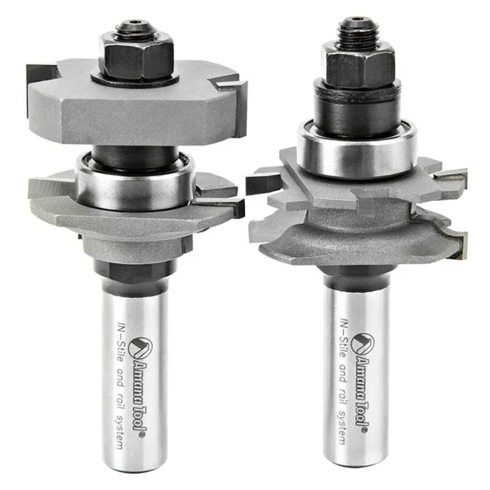 Amana Tool 55436 1-5/8″ Carbide Tipped Adjustable Ogee Instile and Rail System 2 Piece Router Bit Set