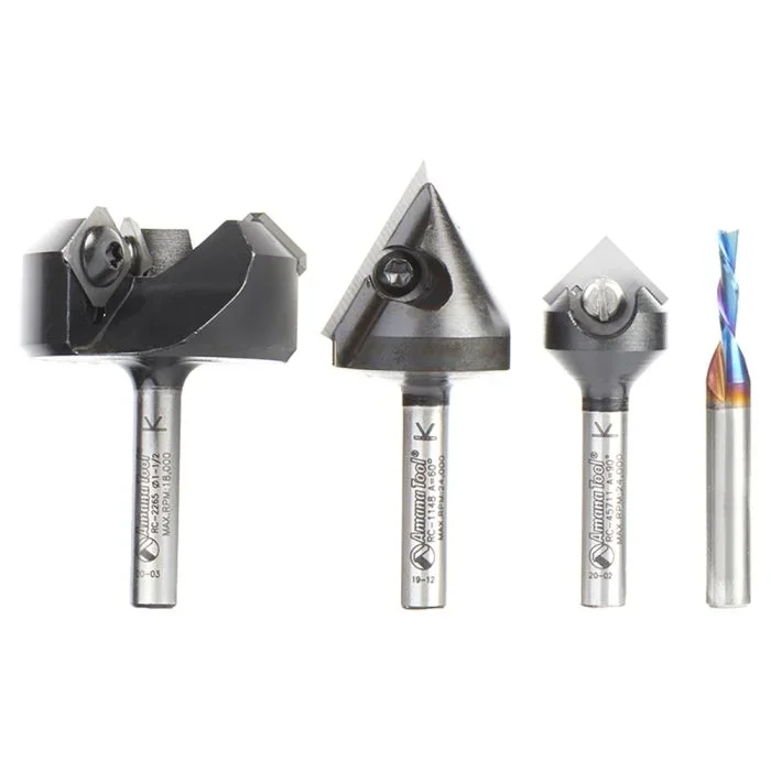 Amana Tool AMS-278 1/4″ 4 Piece General Purpose CNC Router Bit Set