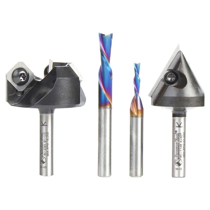 Amana Tool AMS-283 1/4″ 4 Piece General Purpose CNC Router Bit Set