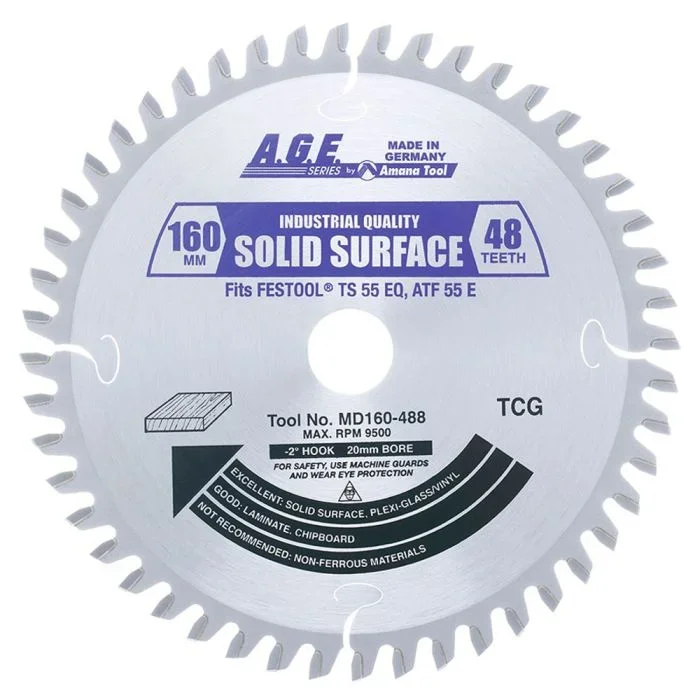 Amana Tool MD160-488 AGE Series 160 x 48T Solid Surface/Laminate Circular Saw Blade