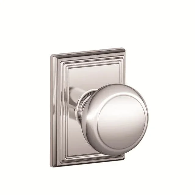 Andover Knob with Addison Rose Dummy Interior Trim – Bright Chrome Finish by Schlage