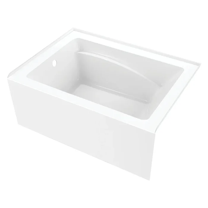 Aqua Eden 48″ Acrylic Rectangular 3-Wall Alcove Tub – Left Hand Drain – Glossy White