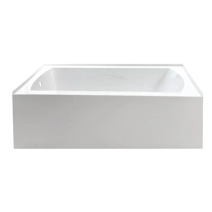 Aqua Eden 60″ Acrylic Rectangular 3-Wall Alcove Tub with Armrests, Left Hand Drain, Glossy White
