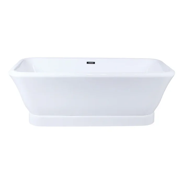 Aqua Eden 71″ Acrylic Oval Rectangular Double Ended Pedestal Tub – Glossy White