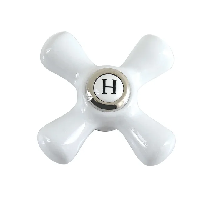 Aqua Vintage Porcelain Cross Handle (Hot Side), Polished Nickel – Kingston Brass
