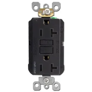 Arc Fault Ground Fault Dual Function Outlet 20A TR Leviton – Black