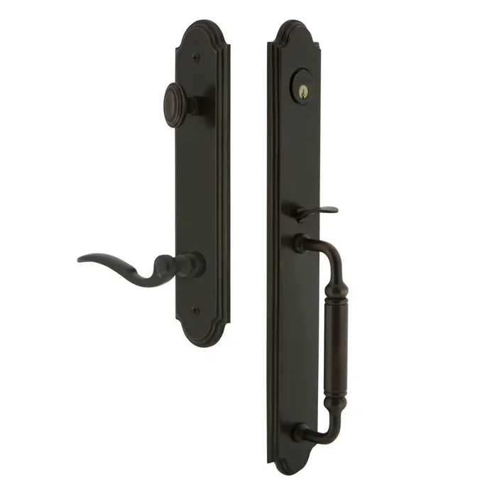 Arc One-Piece Handleset with C Grip and Bellagio Lever in Timeless Bronze