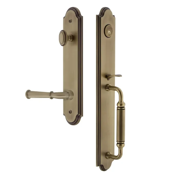 Arc One-Piece Handleset with C Grip and Georgetown Lever in Vintage Brass