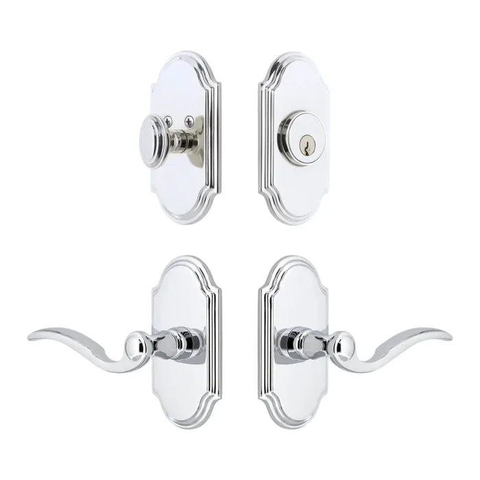 Arc Short Plate Entry Set with Bellagio Lever – Bright Chrome Finish
