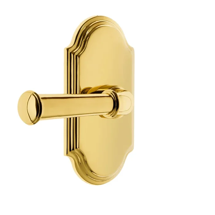 Arc Short Plate with Georgetown Lever in Lifetime Brass – Privacy Door Hardware
