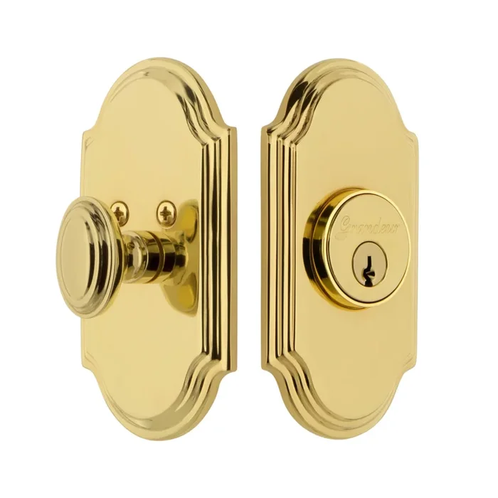 Arc Single Cylinder Deadbolt in Lifetime Brass | Grandeur Premium Door Hardware