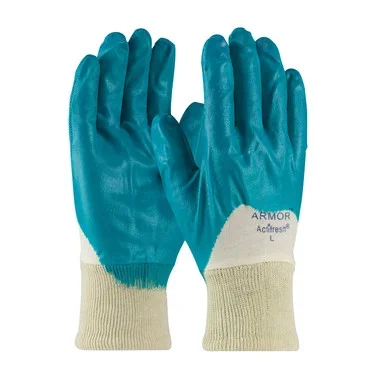ArmorFlex Nitrile Dipped Glove w/Interlock Liner & Smooth Finish on Palm Fingers Knuckles – Knit Wrist – Natural – 1/DZ – 56-3180