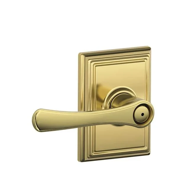 Avila Lever with Addison Rose Privacy Lock – Schlage Bright Brass Finish
