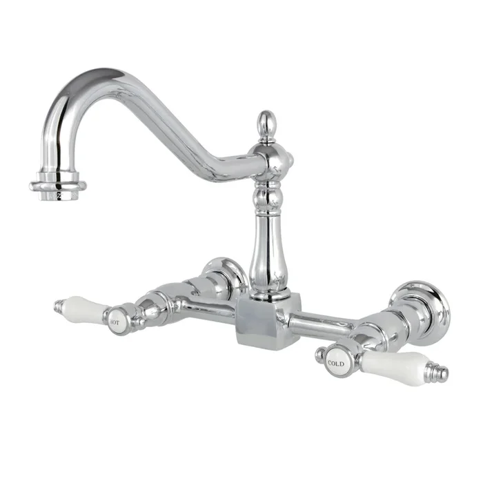 Bel-Air Double-Handle Wall-Mount Bridge Kitchen Faucet – Polished Chrome