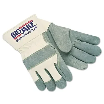 Big Jake Premium A+ Side Split Leather Work Gloves, 1700, Canvas/Jersey Lining, Single Palm, 2.75 in Cuff, XL