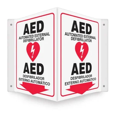 Bilingual Projection Sign: Automated External Defibrillator 12″ x 9″ Panel – SBPSP657
