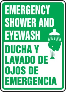 Bilingual Safety Sign: Emergency Shower And Eyewash 14″ x 10″ Accu-Shield 1/Each – SBMFSR500XP