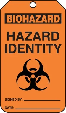 Biohazard Safety Tag: Hazard Identity – Signed By – Date Standard Back B RP-Plastic 5/Pack – MDT926PTM