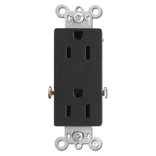 Black 15A Decorator Receptacle – Specification Grade