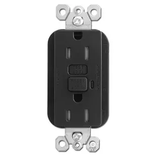 Black 15A Tamper Proof GFCI Receptacles