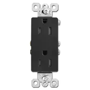 Black 15A Tamper Resistant Decorator Receptacle