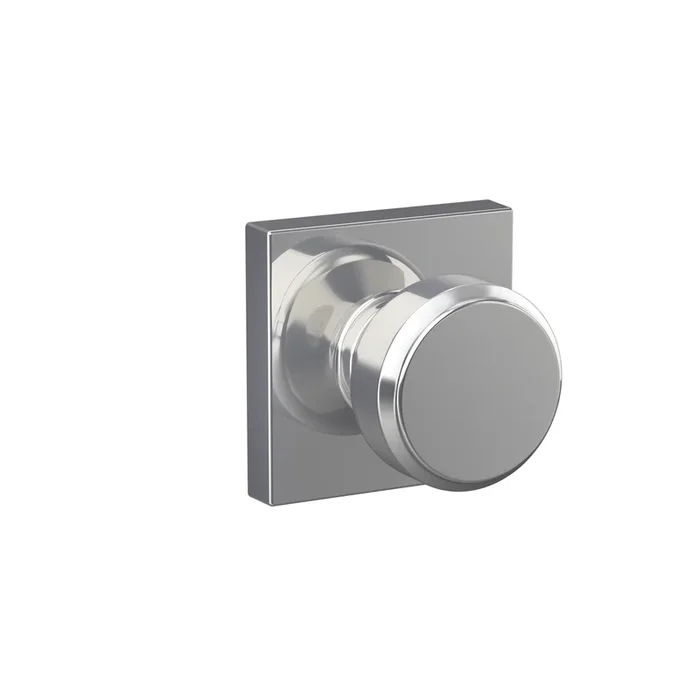 Bowery Knob with Collins Rose Passage Lock – Bright Chrome Finish