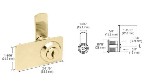 Brass Keyed Alike Double Door Cam Lock by C.R. Laurence