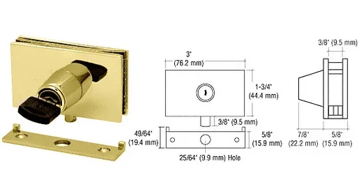 Brass Square Plunger Lock with Strike – Keyed Alike by C.R. Laurence