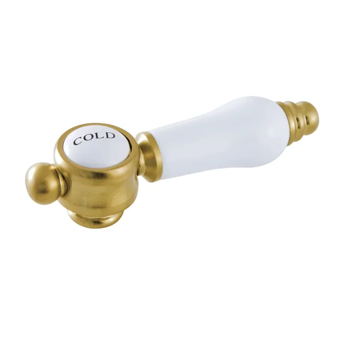Brass with Porcelain Lever Handle (Cold Side) – Brushed Brass by Kingston Brass