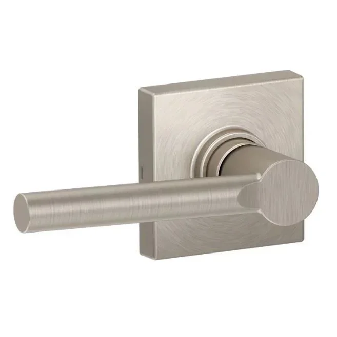 Broadway Lever with Collins Rose Passage Lock – Satin Nickel Finish