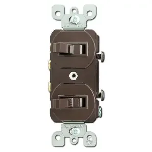 Brown 20A Duplex Two Single Pole Toggle Switches Leviton 5334