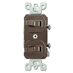 Brown Dual Toggle Switch with Two Single Pole Toggles